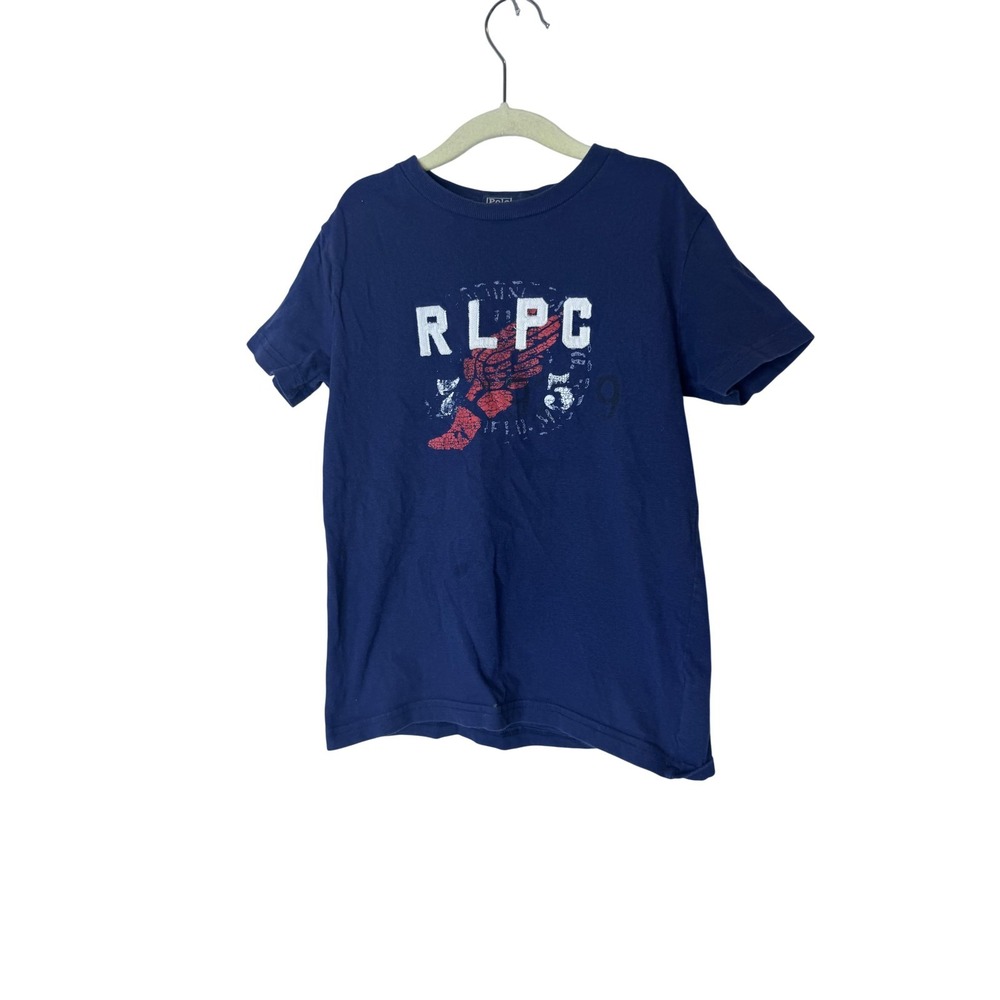 Polo Ralph Lauren Shirt Boys size 6‎ Blue RLPC Winged Foot Graphic Short Sleeve